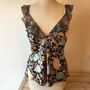 Victoria’s Secret Black and Flowered Top Size Xl